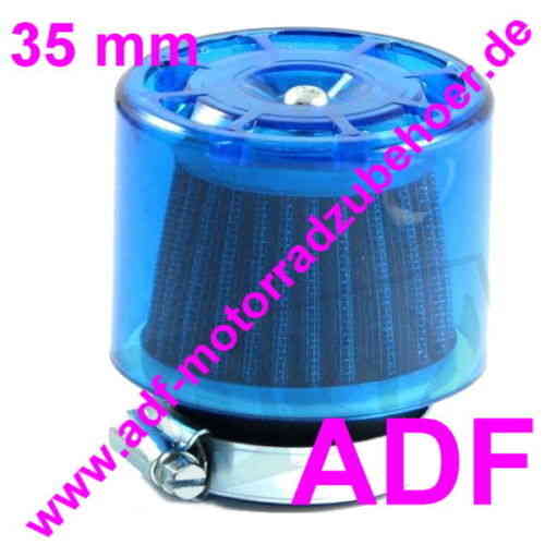 LUFTFILTER POWERFILTER TUNING 35 mm gerade blau transparent