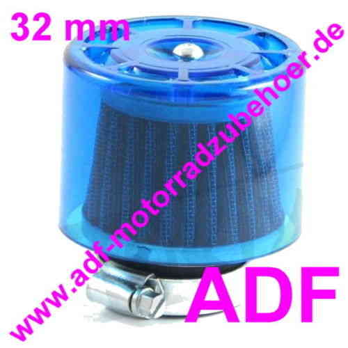 LUFTFILTER POWERFILTER TUNING 32 mm gerade blau transparent